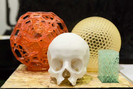 MILAN, ITALY - JUNE 7, 2016: 3d printed objects on display at Technology Hub, international event for innovative and futuristic technologies serving business.のeditorial素材