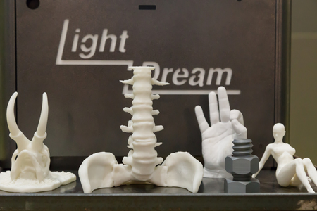 MILAN, ITALY - JUNE 7, 2016: 3d printed objects on display at Technology Hub, international event for innovative and futuristic technologies serving business.のeditorial素材