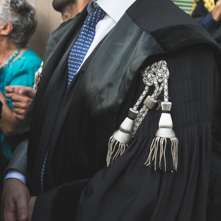 MILAN, ITALY - JULY 27, 2016: Italian lawyers demonstrate against president Erdogan in support of their Turkish colleagues.のeditorial素材