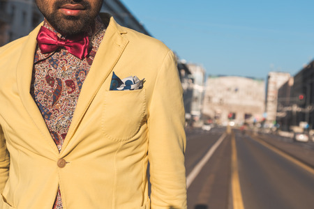 Detail of an Indian young handsome man posing in an urban contextの写真素材