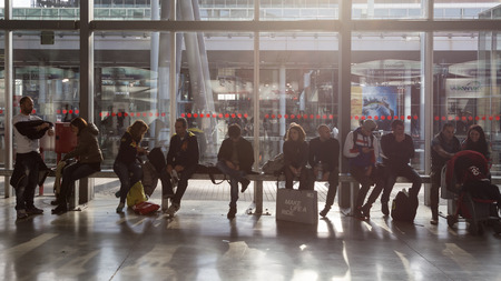 MILAN, ITALY - NOVEMBER 13: People visit EICMA, international motorcycle exhibition on NOVEMBER 13, 2016 in Milan.のeditorial素材