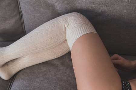 Beautiful healthy body of a young attractive woman. Concept of sensuality and seduction.の写真素材