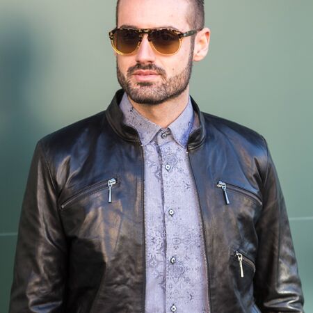 MILAN, ITALY - JANUARY 16: Beautiful model poses outside Etro fashion show building during Milan Men's Fashion Week on JANUARY 16, 2017 in Milan.のeditorial素材