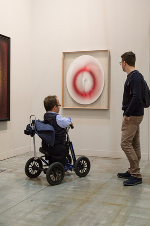 MILAN, ITALY - APRIL 1: People visit Miart, international exhibition of modern and contemporary art on APRIL 1, 2017 in Milan.のeditorial素材