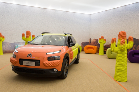 MILAN, ITALY - APRIL 7: Citroen C4 Cactus on display at Fuorisalone, set of events distributed in different areas of the town during Milan Design Week on APRIL 7, 2017 in Milan.のeditorial素材