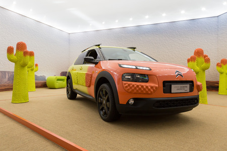 MILAN, ITALY - APRIL 7: Citroen C4 Cactus on display at Fuorisalone, set of events distributed in different areas of the town during Milan Design Week on APRIL 7, 2017 in Milan.のeditorial素材