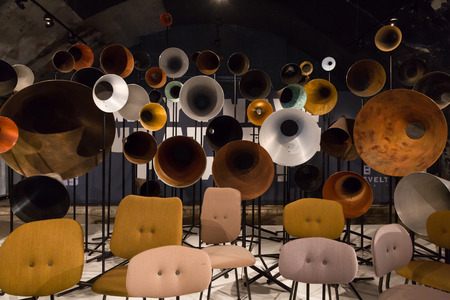 MILAN, ITALY - APRIL 7: Installation at Fuorisalone, set of events distributed in different areas of the town during Milan Design Week on APRIL 7, 2017 in Milan.のeditorial素材