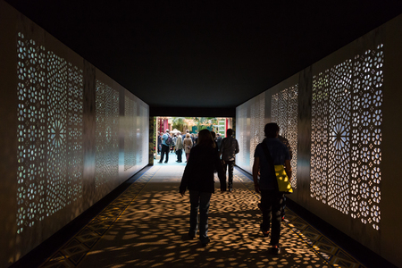 MILAN, ITALY - APRIL 7: People visit Fuorisalone, set of events distributed in different areas of the town during Milan Design Week on APRIL 7, 2017 in Milan.のeditorial素材