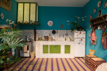MILAN, ITALY - APRIL 7: Corian Cabana Club installation at Fuorisalone, set of events distributed in different areas of the town during Milan Design Week on APRIL 7, 2017 in Milan.のeditorial素材
