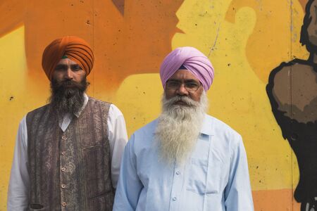 BRESCIA, ITALY - APRIL 15, 2017: Sikh men take part in the annual Vaisakhi parade to celebrate the first harvesting of the year and the creation of Khalsaのeditorial素材