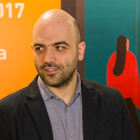 MILAN, ITALY - APRIL 19: Italian writer Roberto Saviano visits Tempo di Libri, the new Italian Publishing Fair on APRIL 19, 2017 in Milan.のeditorial素材