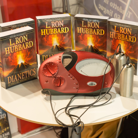 MILAN, ITALY - APRIL 19: Dianetics books on display at Tempo di Libri, the new Italian Publishing Fair on APRIL 19, 2017 in Milan.のeditorial素材