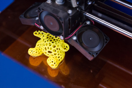 MILAN, ITALY - APRIL 21, 2017: 3d printer on display at Technology Hub, international event for innovative and futuristic technologies serving business.のeditorial素材