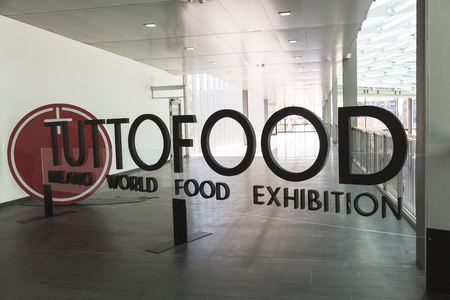 MILAN, ITALY - MAY 9: Sign at Tuttofood, world food exhibition on MAY 9, 2017 in Milan.のeditorial素材