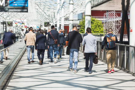 MILAN, ITALY - MAY 9: People visit Tuttofood, world food exhibition on MAY 9, 2017 in Milan.のeditorial素材