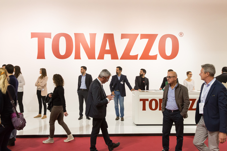 MILAN, ITALY - MAY 9: People visit Tuttofood, world food exhibition on MAY 9, 2017 in Milan.のeditorial素材