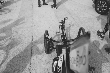 MILAN, ITALY - MAY 14: Trike at Cyclopride Day, event dedicated to bicycles and sustainable mobility on MAY 14, 2017 in Milan.のeditorial素材