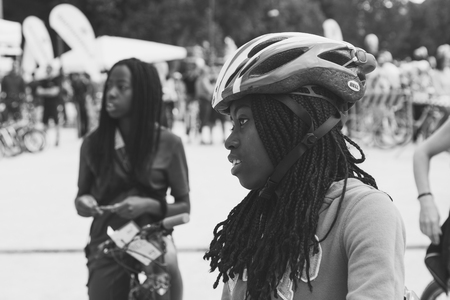 MILAN, ITALY - MAY 14: Thousands of people take part in the Cyclopride Day, event dedicated to bicycles and sustainable mobility on MAY 14, 2017 in Milan.のeditorial素材