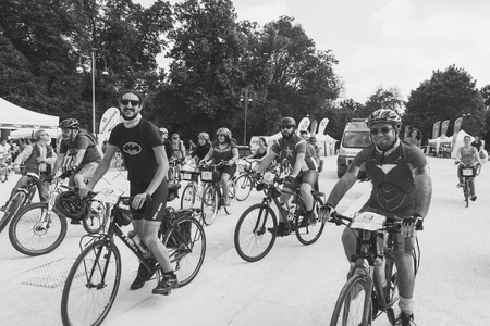 MILAN, ITALY - MAY 14: Thousands of people take part in the Cyclopride Day, event dedicated to bicycles and sustainable mobility on MAY 14, 2017 in Milan.のeditorial素材