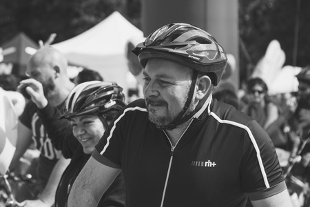 MILAN, ITALY - MAY 14: Thousands of people take part in the Cyclopride Day, event dedicated to bicycles and sustainable mobility on MAY 14, 2017 in Milan.のeditorial素材