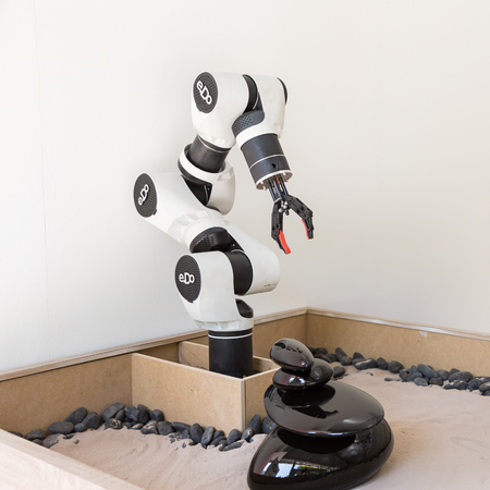 MILAN, ITALY - MAY 26: Robotic arm on display at Wired Next Fest, event dedicated to future, innovation and creativity on MAY 26, 2017 in Milan.のeditorial素材