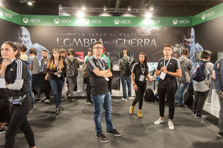 MILAN, ITALY - SEPTEMBER 29: People visit Games Week 2017, event dedicated to video games and...