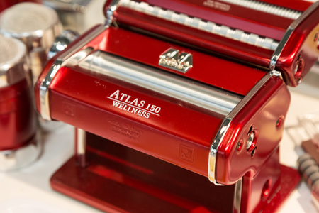MILAN, ITALY - JANUARY 26: Pasta machine on display at HOMI, home international show and point of reference for all those in the sector of interior design on JANUARY 26, 2018 in Milan.のeditorial素材