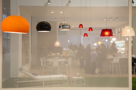 MILAN, ITALY - JANUARY 26: Lamps on display at HOMI, home international show and point of reference for all those in the sector of interior design on JANUARY 26, 2018 in Milan.のeditorial素材