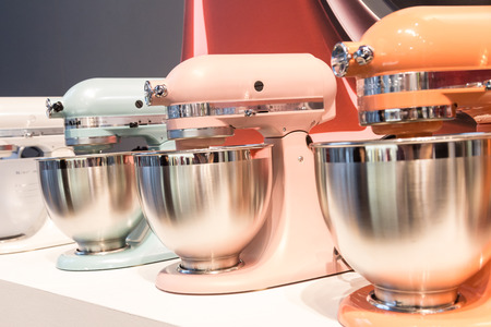 MILAN, ITALY - JANUARY 26: KitchenAid stand mixers on display at HOMI, home international show and point of reference for all those in the sector of interior design on JANUARY 26, 2018 in Milan.のeditorial素材