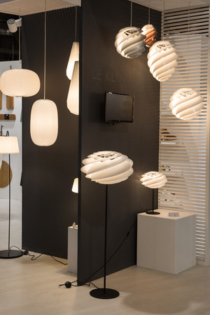 MILAN, ITALY - JANUARY 26: Lamps on display at HOMI, home international show and point of reference for all those in the sector of interior design on JANUARY 26, 2018 in Milan.のeditorial素材
