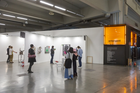 MILAN, ITALY - APRIL 13: People visit Miart, international exhibition of modern and contemporary art on APRIL 13, 2018 in Milan.のeditorial素材