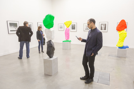 MILAN, ITALY - APRIL 13: People visit Miart, international exhibition of modern and contemporary art on APRIL 13, 2018 in Milan.のeditorial素材