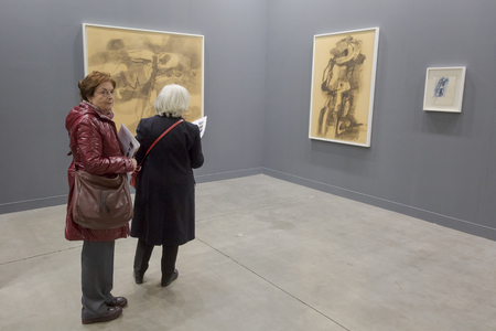MILAN, ITALY - APRIL 13: People visit Miart, international exhibition of modern and contemporary art on APRIL 13, 2018 in Milan.のeditorial素材