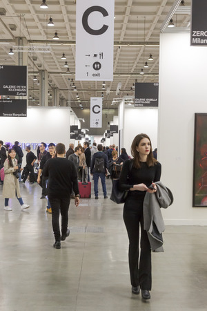 MILAN, ITALY - APRIL 13: People visit Miart, international exhibition of modern and contemporary art on APRIL 13, 2018 in Milan.のeditorial素材