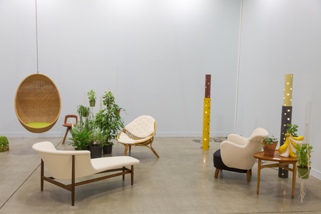 MILAN, ITALY - APRIL 13: Design furniture on display at Miart, international exhibition of modern and contemporary art on APRIL 13, 2018 in Milan.のeditorial素材