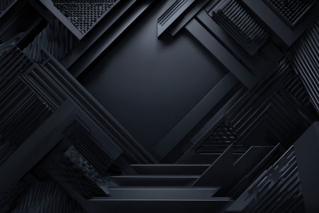 Geometric abstract with varying textures and levels, dark gray, leading to a central focusの素材