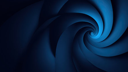 An abstract digital composition showcases a spiraling form rendered in shades of deep blue. The image employs dynamic lighting to sculpt the design, creating a sense of depth and movement. It could be suitable for use in various visual communication projects, offering a modern aesthetic.の素材