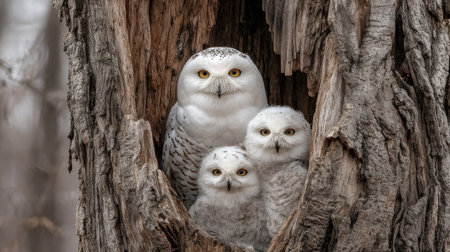 Snowy Owl (Bubo scandiacus) in a treeの素材