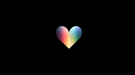 Colorful heart on a black background. Valentine's day concept.の素材