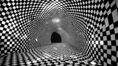 Black and white tunnel. 3d rendering. Computer digital drawing.の素材