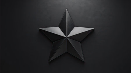 Black star on a black background. 3d rendering, 3d illustration.の素材