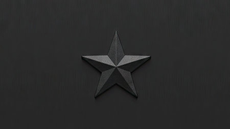 Black star on a black background. 3d rendering, 3d illustration.の素材