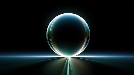 Abstract background. luminous swirling. Elegant glowing circle.  Sparking particle. Space tunnel. Glossy jellyfish. Colorful ellipse. Glint sphereの素材