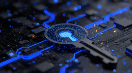 Circuit board futuristic technology background, 3d rendering computer graphic.の素材
