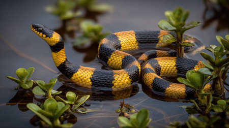 Yellow-nosed water snake (Xenochrophis triangulatus)の素材