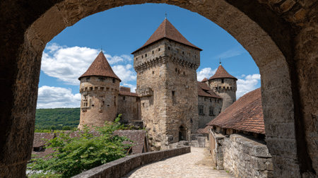 Medieval castle in Carcassonne, Languedoc-Roussillon, Franceの素材