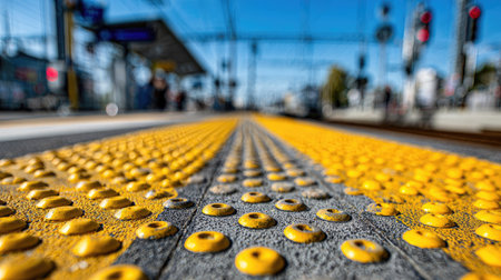 Yellow traffic lights on a road in the city. Abstract background.の素材