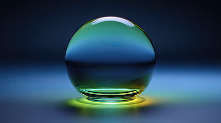 crystal ball on a dark blue background. 3d rendering.の素材