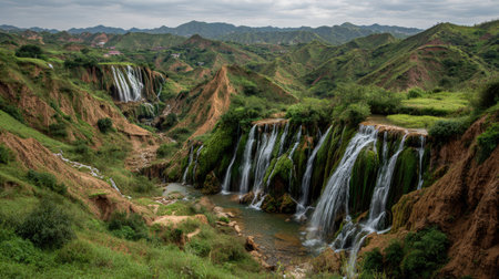 Waterfall in the mountains in the south of Vietnam, Asia.の素材