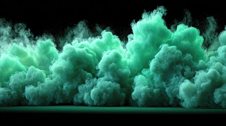 Green smoke on a black background. 3d rendering, 3d illustration.の素材